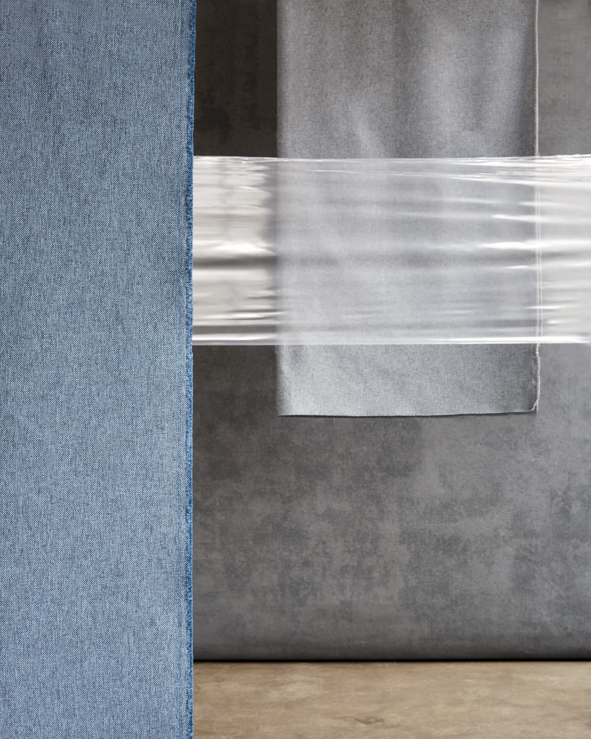 Curtains DubaiMeditate Blue & Smoked Silver Grey Recycled Polyester Revive Curtains